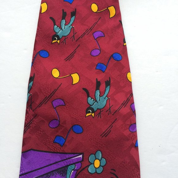 Disney Leeds International Mens Tie Mickey Minnie Mouse Music Theme 100 % Silk - Picture 7 of 8